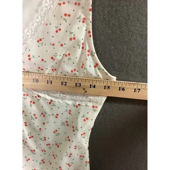 Coquette Cherry Lace Trim Romantic Camisole Cottagecore Soft Girl Top NWT Size L - Picture 10 of 11
